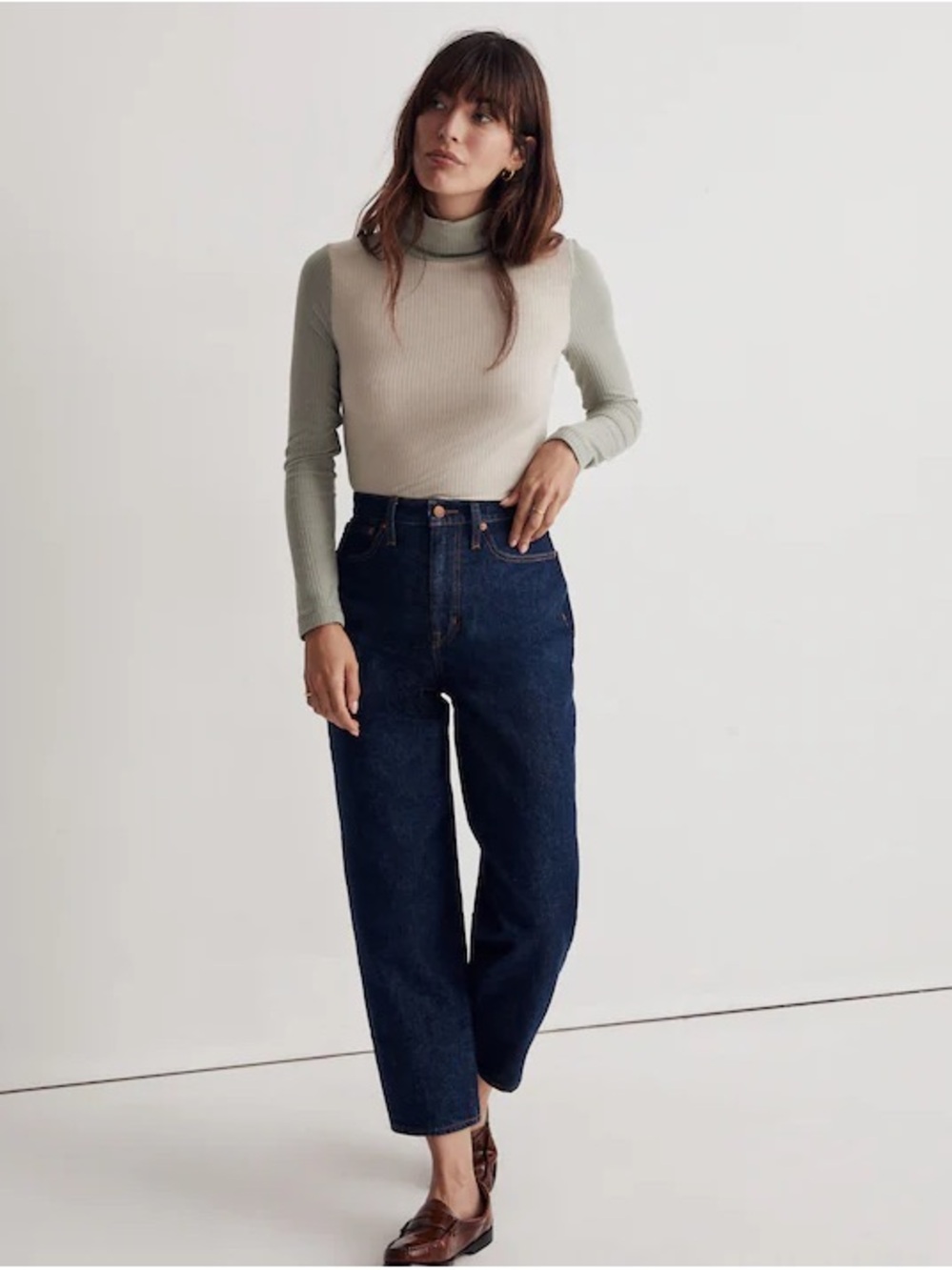 Madewell Colorblock Ribbed Turtleneck